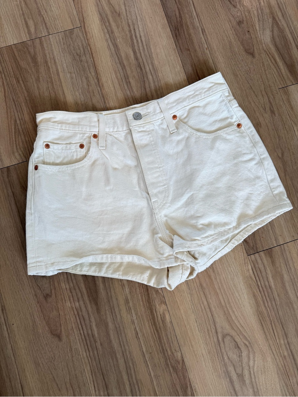 Levi's High-Waist White Denim Shorts